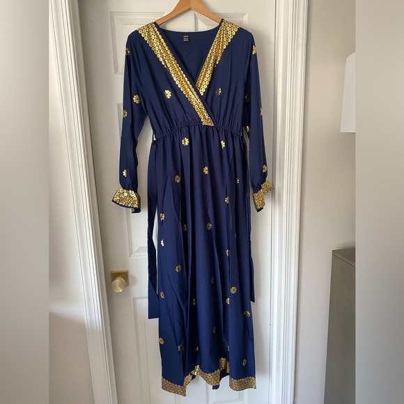 Shein Najma Caftan Dress Abaya Thobe Tie Waist Maxi Dress- Sz L - New - Picture 4 of 7